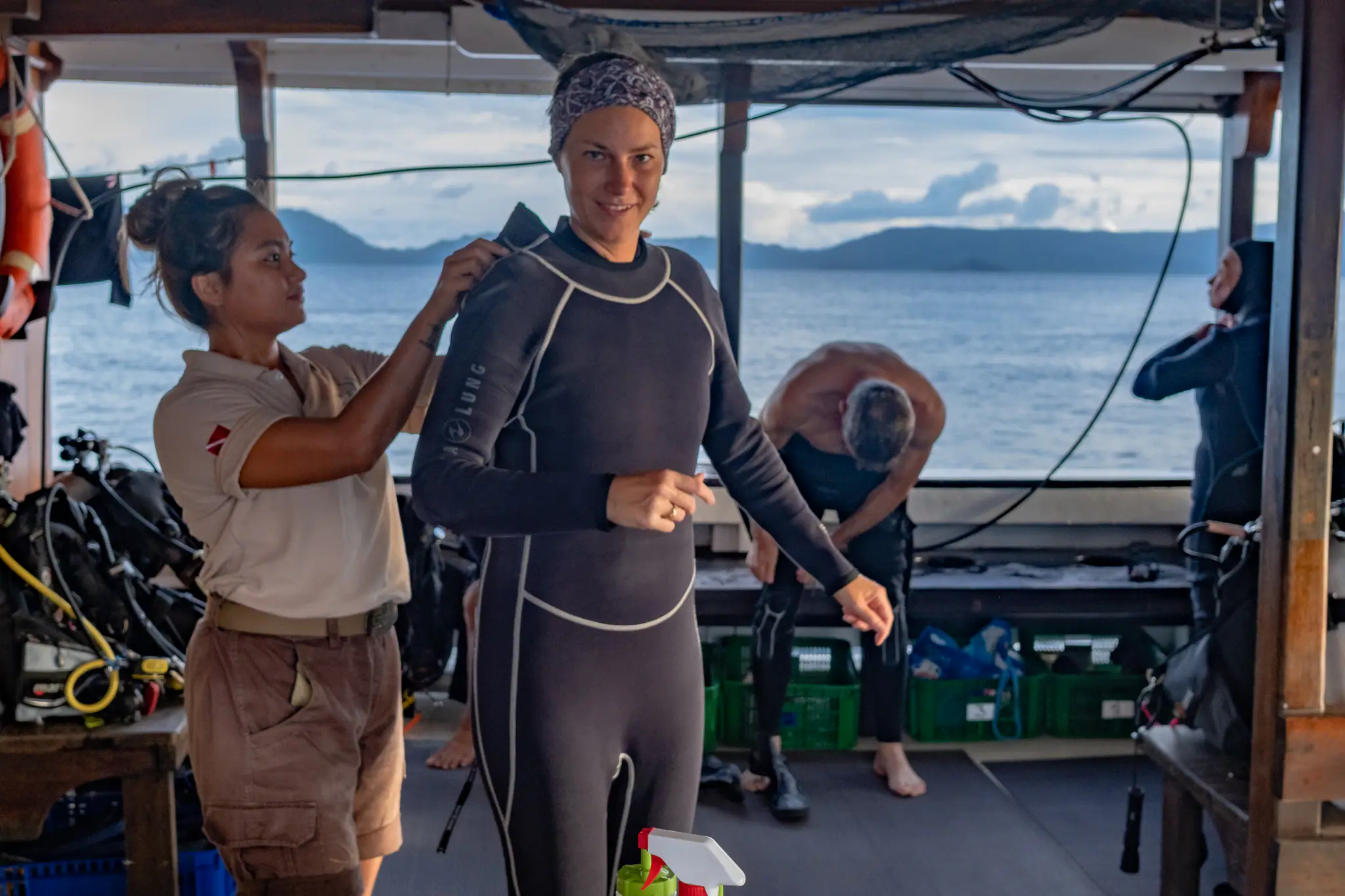 Dive preparation on Ambai liveaboard