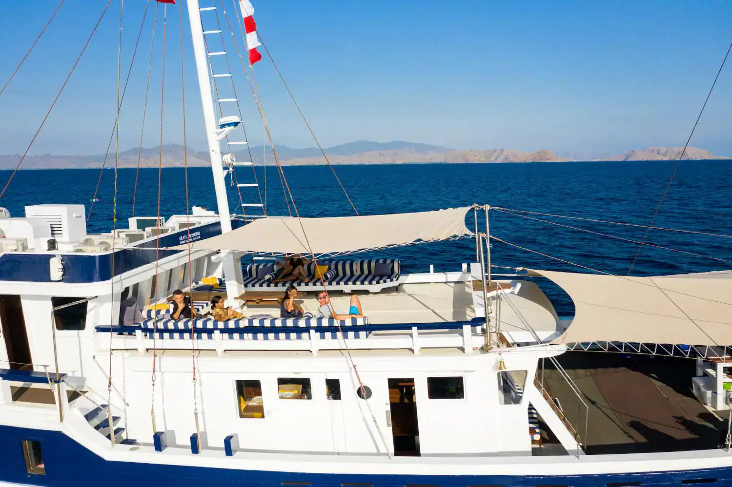 seahorse vessel in details, sea view, upper sundeck