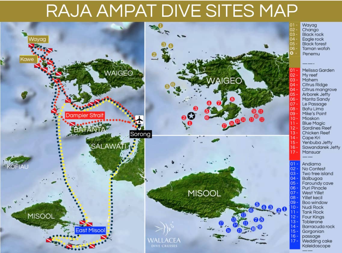 Raja Ampat Liveaboards Dive Sites Map