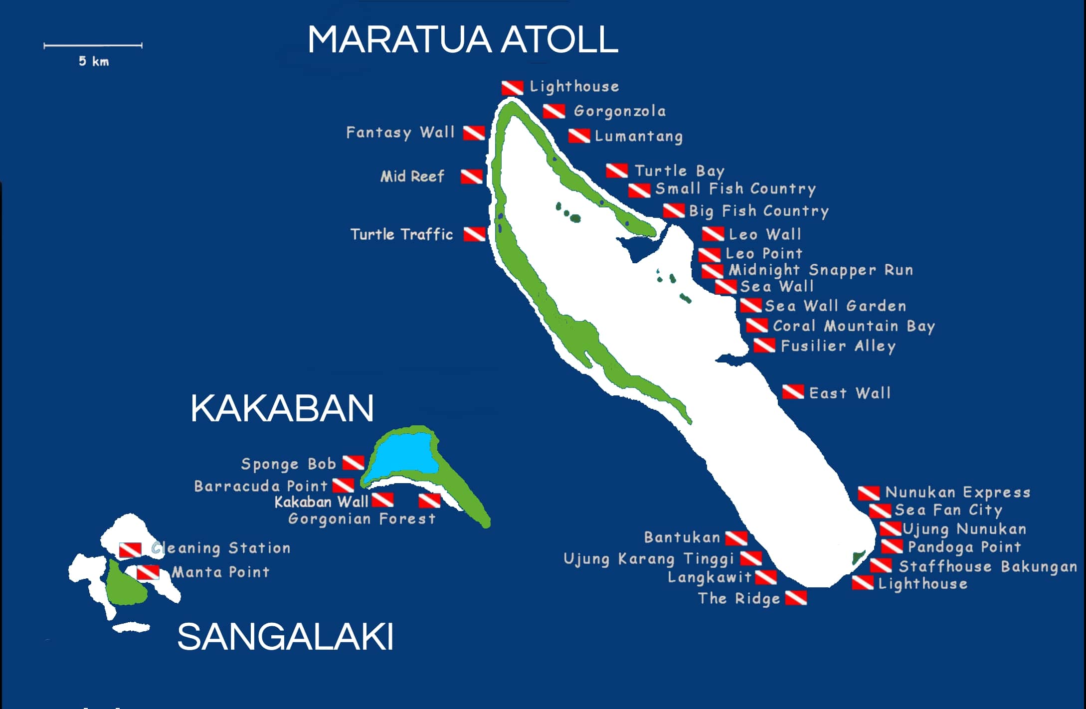 Derawan islands dive sites map, Diving Derawan, Derawan map, Derawan diving liveaboard